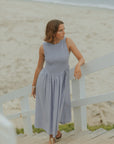 Mara Dress in Periwinkle | Lavender Ruched Full Length Dress