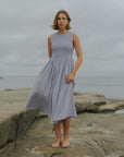 Mara Dress in Periwinkle | Lavender Ruched Full Length Dress
