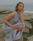 Mara Dress in Periwinkle | Lavender Ruched Full Length Dress