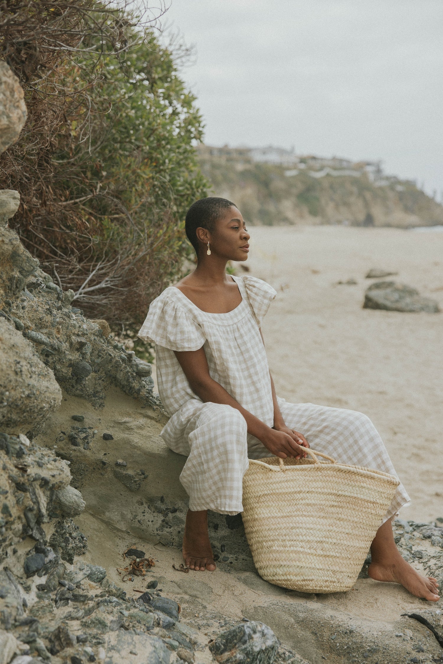 Matching linen lounge set for women.