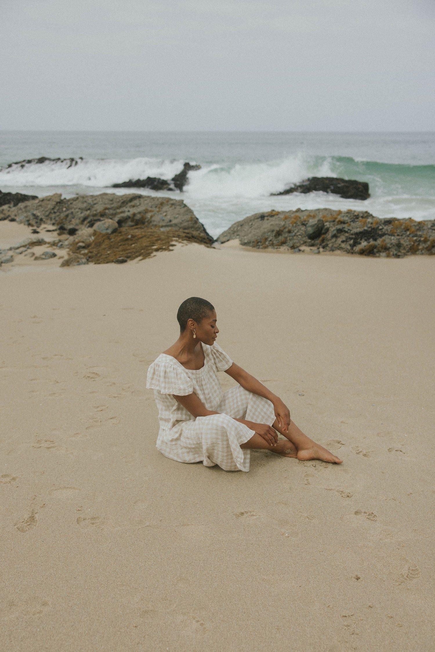 Lounge linen top and gingham top for women.