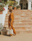Orange casual matching loungewear set for women.