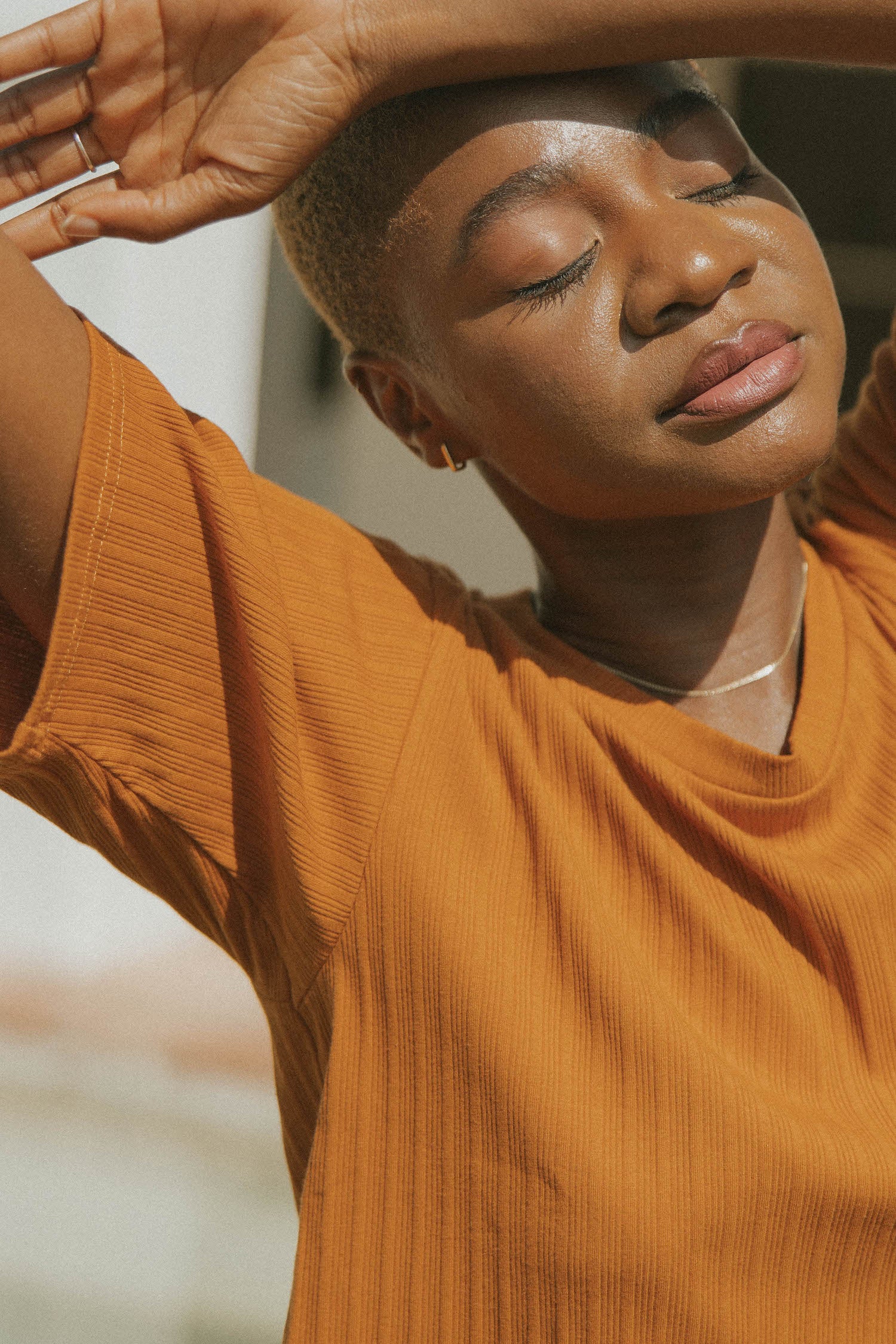 Orange casual matching loungewear set for women.