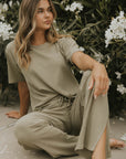 Drawstring waistband casual lounge pant for women.