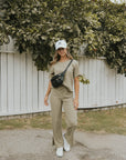 Sage green casual matching loungewear set for women.