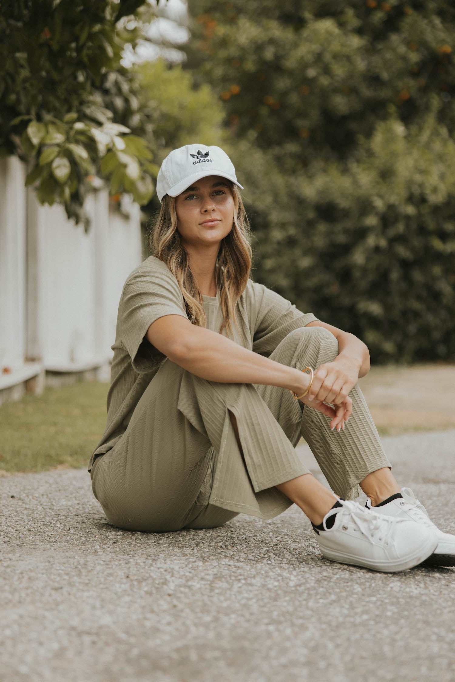 Sage green casual matching loungewear set for women.