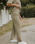 Drawstring waistband casual lounge pant for women.