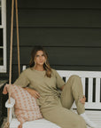 Drawstring waistband casual lounge pant for women.