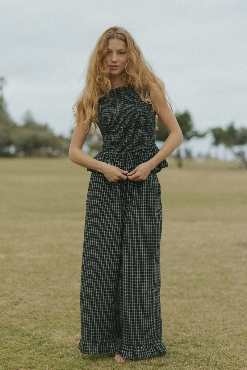 Nova Pants in Obsidian | Plaid Wide Leg Pants – Altair The Label
