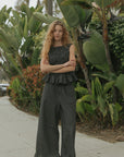 Nova Pants in Obsidian | Plaid Wide Leg Pants