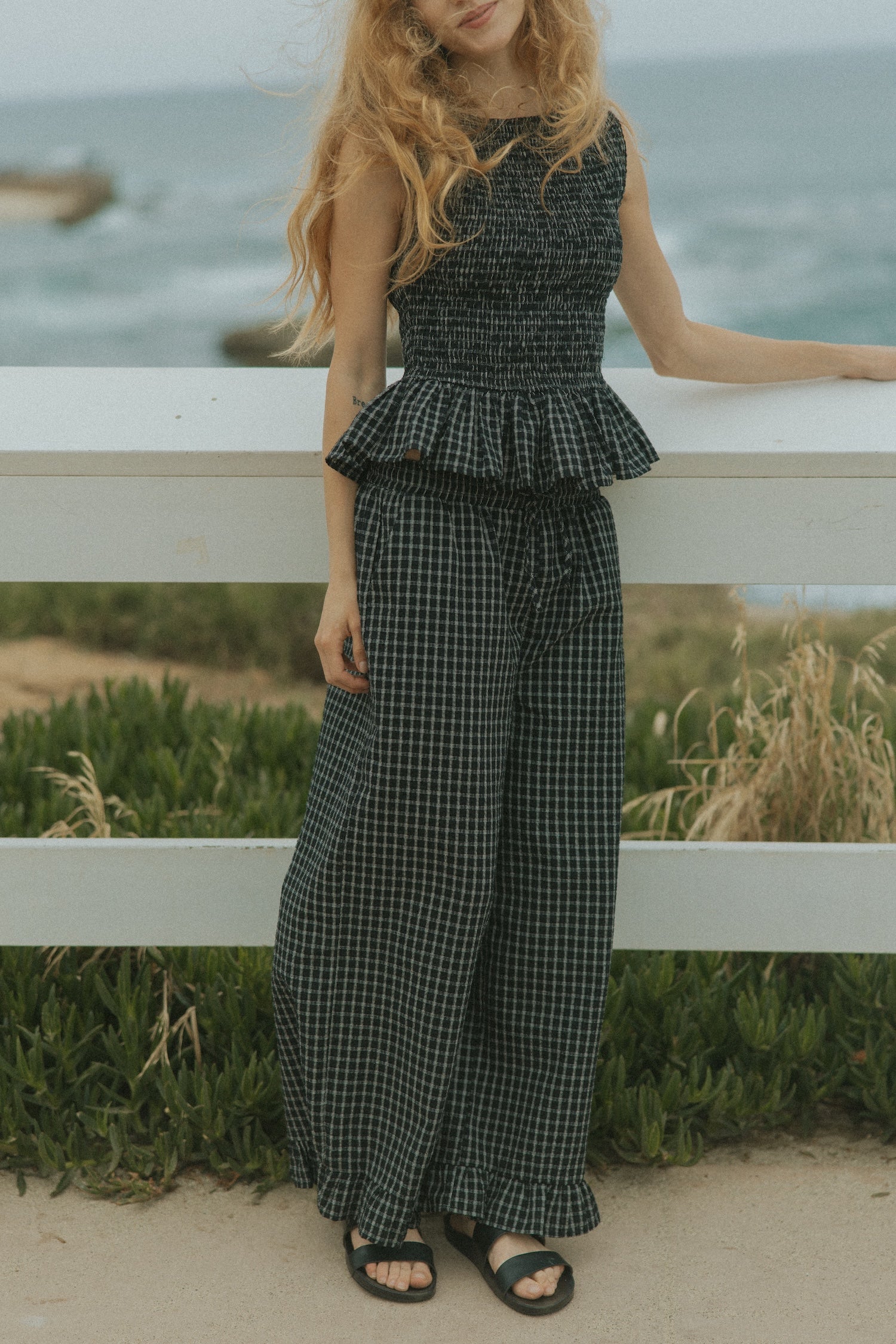 Nova Pants in Obsidian | Plaid Wide Leg Pants