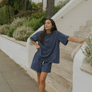 Essential Oversized Cotton Tee | Navy