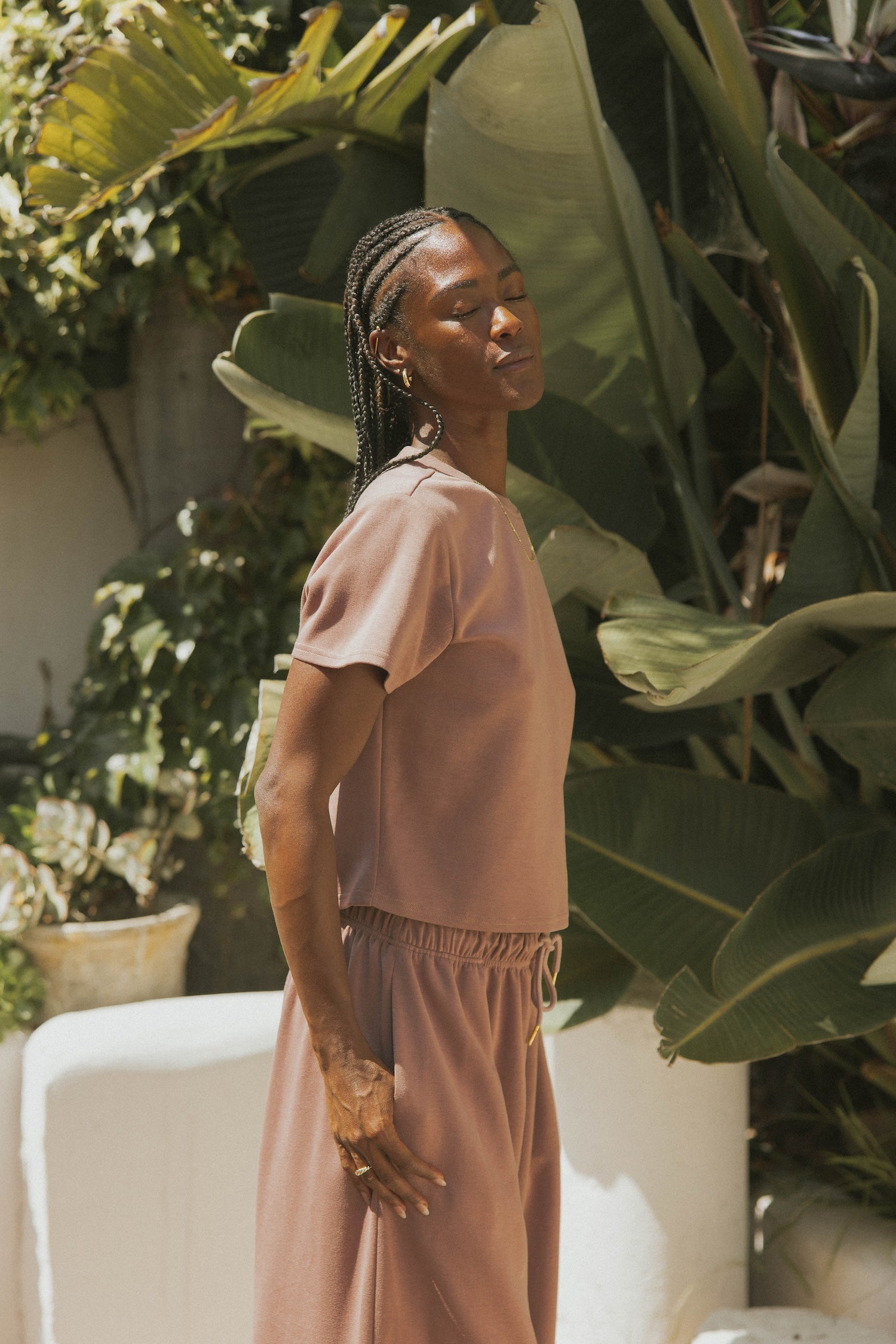 Matching pants and top set for women.