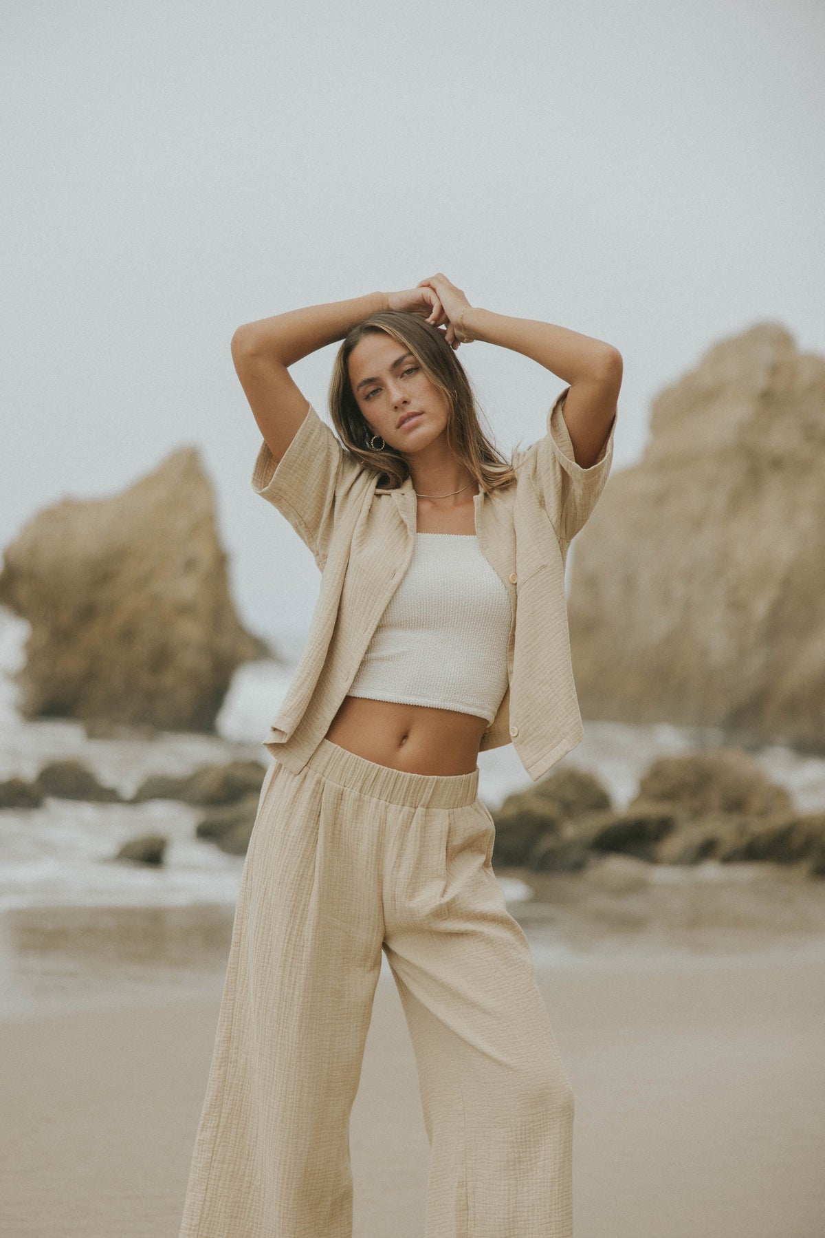 Women's matching beach set in oat.