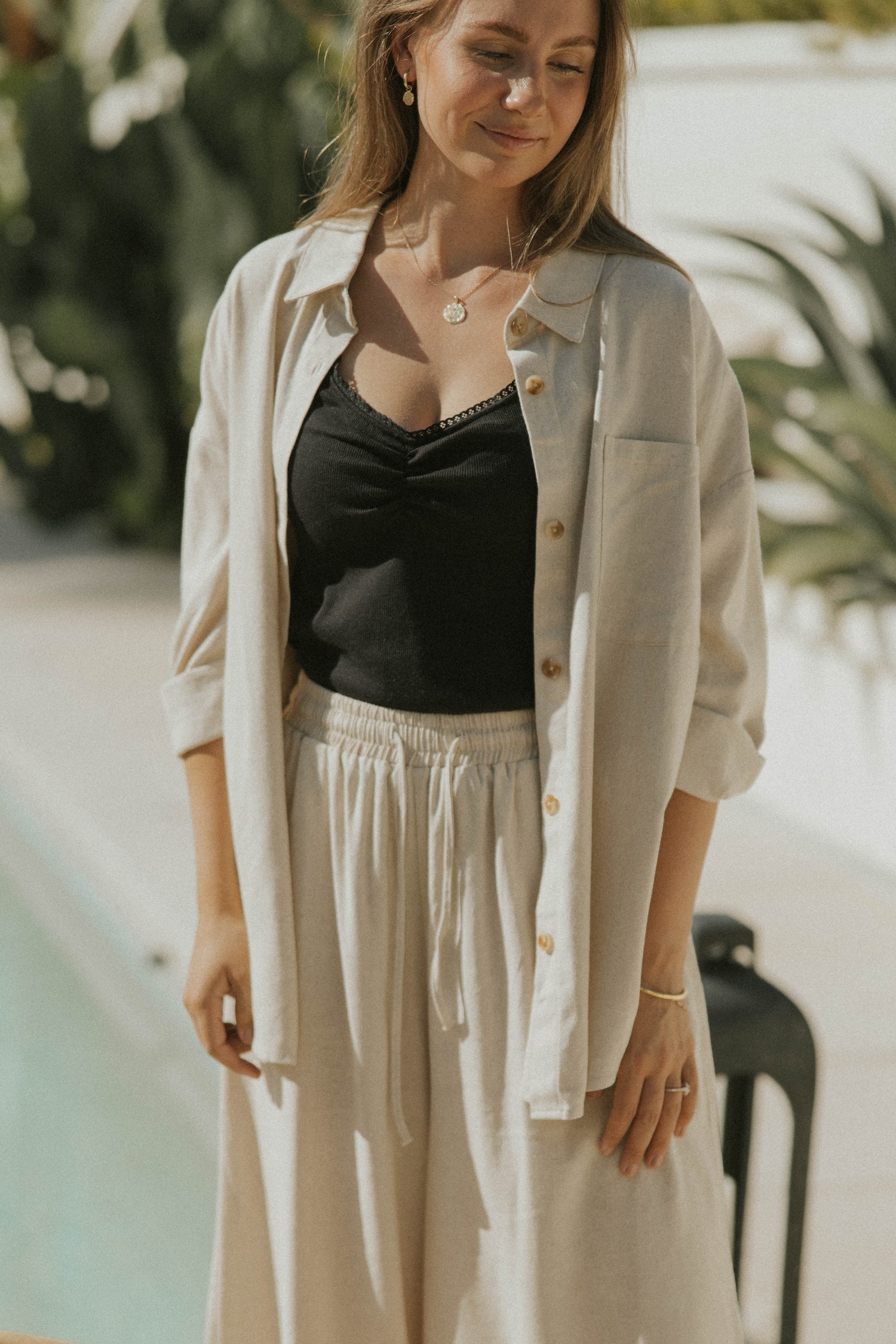 Aspen Top in Natural | Button Down Linen Top – Altair The Label