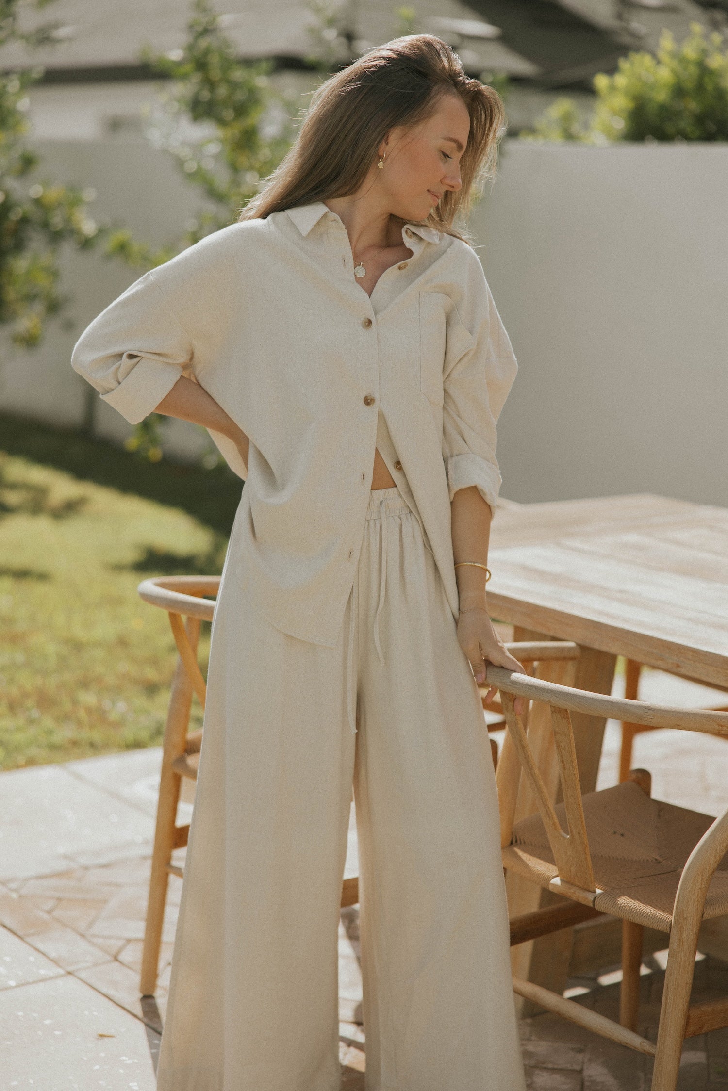 Wide leg linen lounge pants for women. 