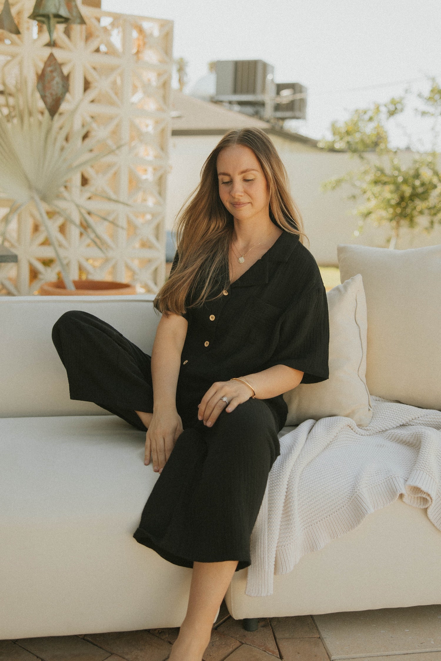 Carmen Top in Black | Black Gauze Button Down Top – Altair The Label