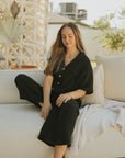 Black muslin matching loungewear set for women.