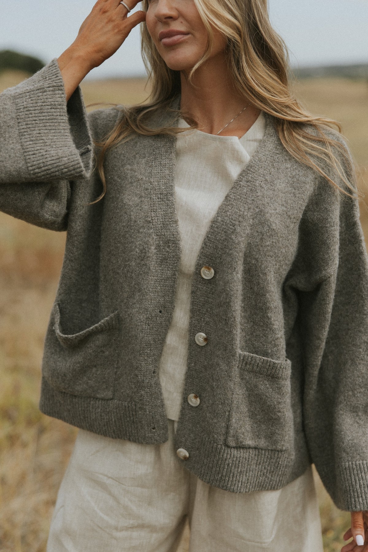 Celine Cardigan | Mushroom