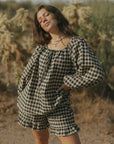 Ida Top in Charcoal | Gingham Top