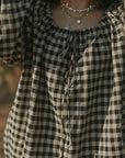 Ida Top in Charcoal | Gingham Top