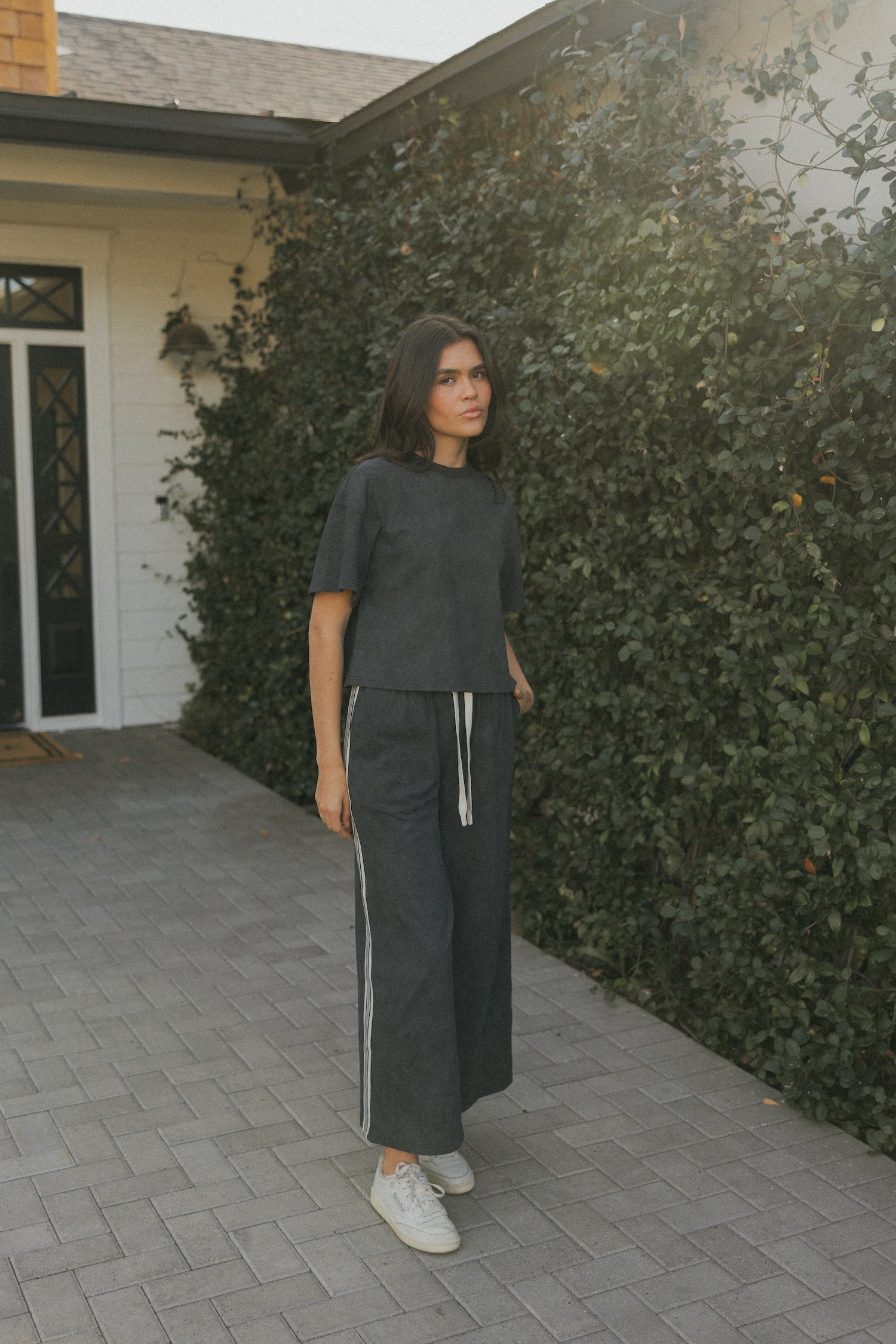 Essential Cotton Boxy Tee | Acid Wash Black