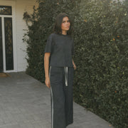 Kate Cotton Track Pant | Acid Wash Black