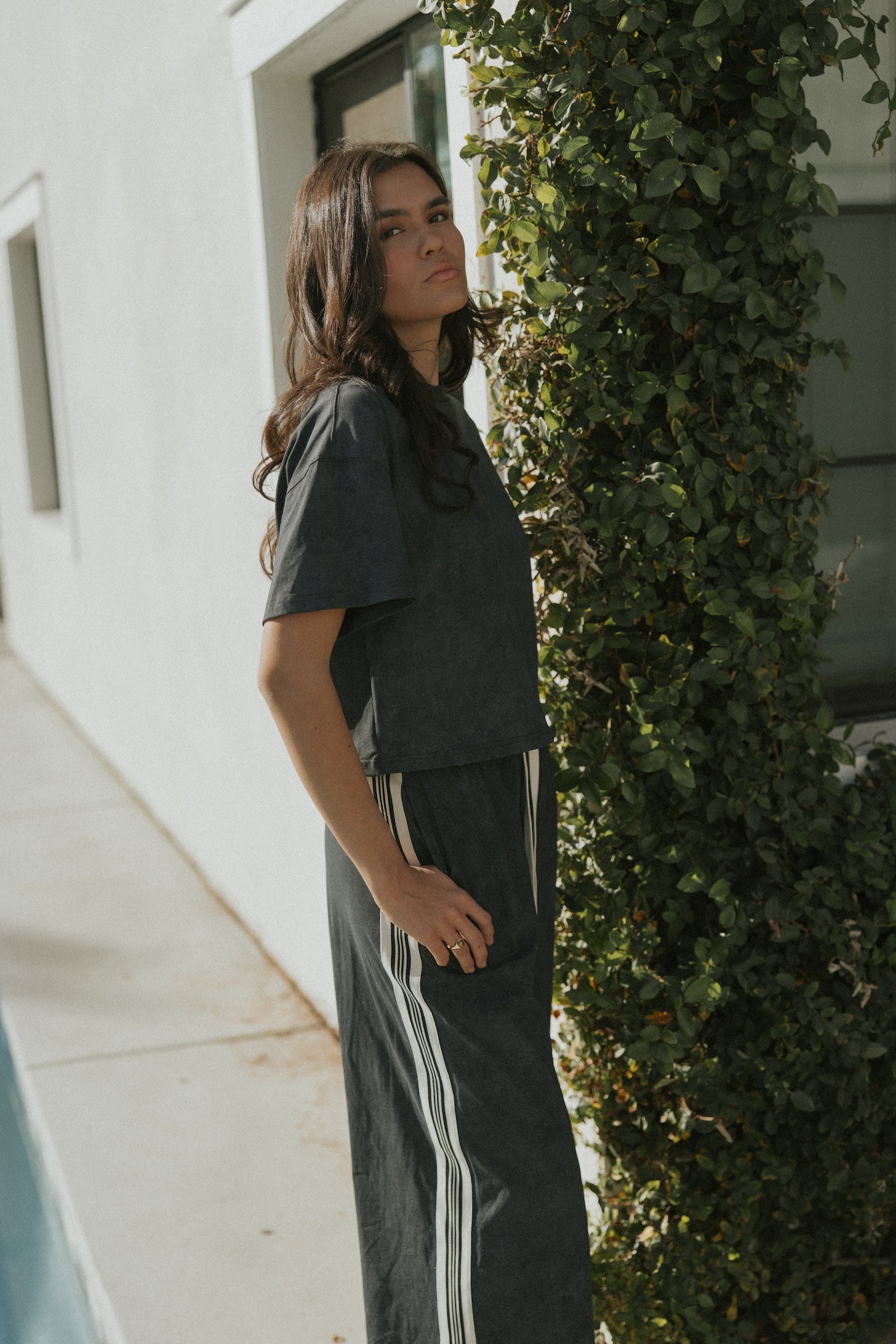 Essential Cotton Boxy Tee | Acid Wash Black