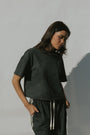 Essential Cotton Boxy Tee | Acid Wash Black