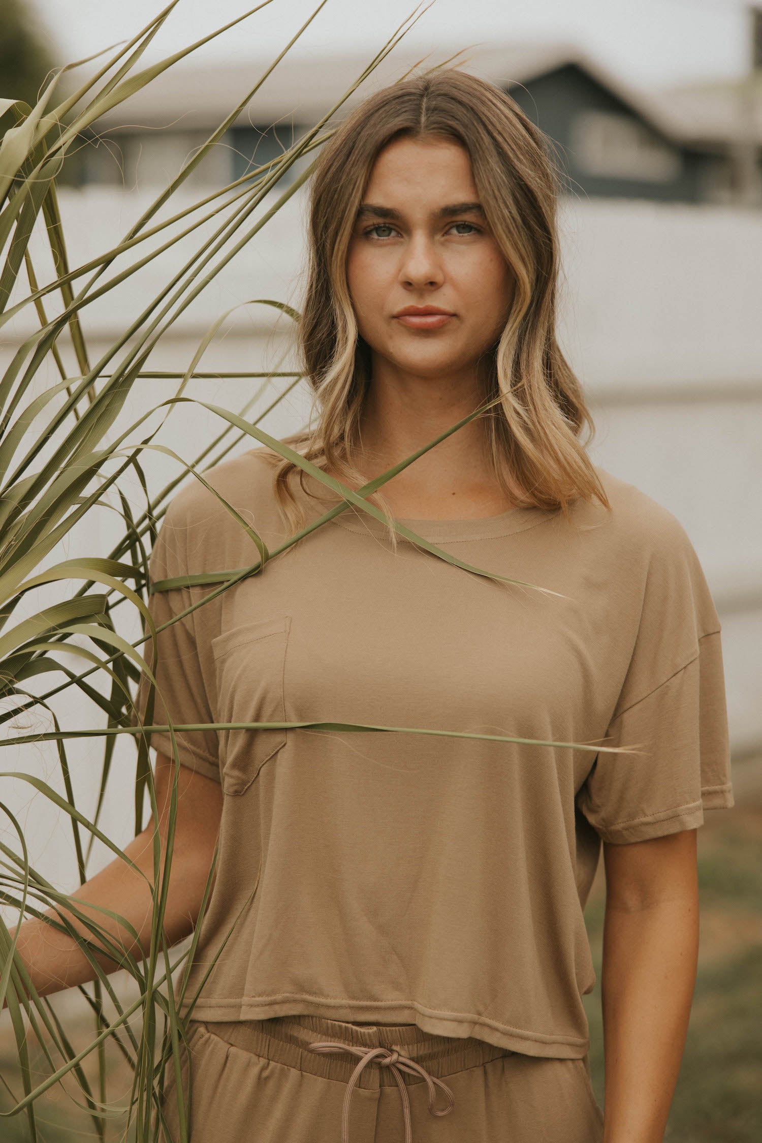 Comfortable sleepwear t-shirt for women in brown.