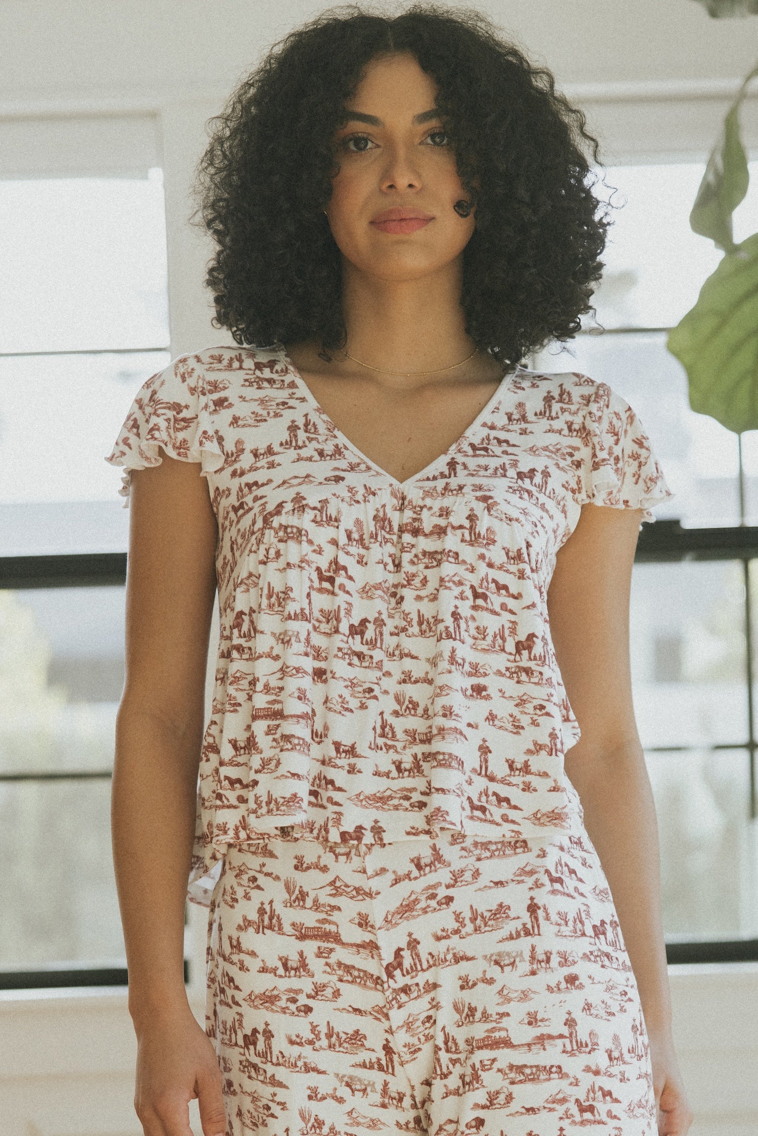 Nellie Top | Western Print Babydoll Top