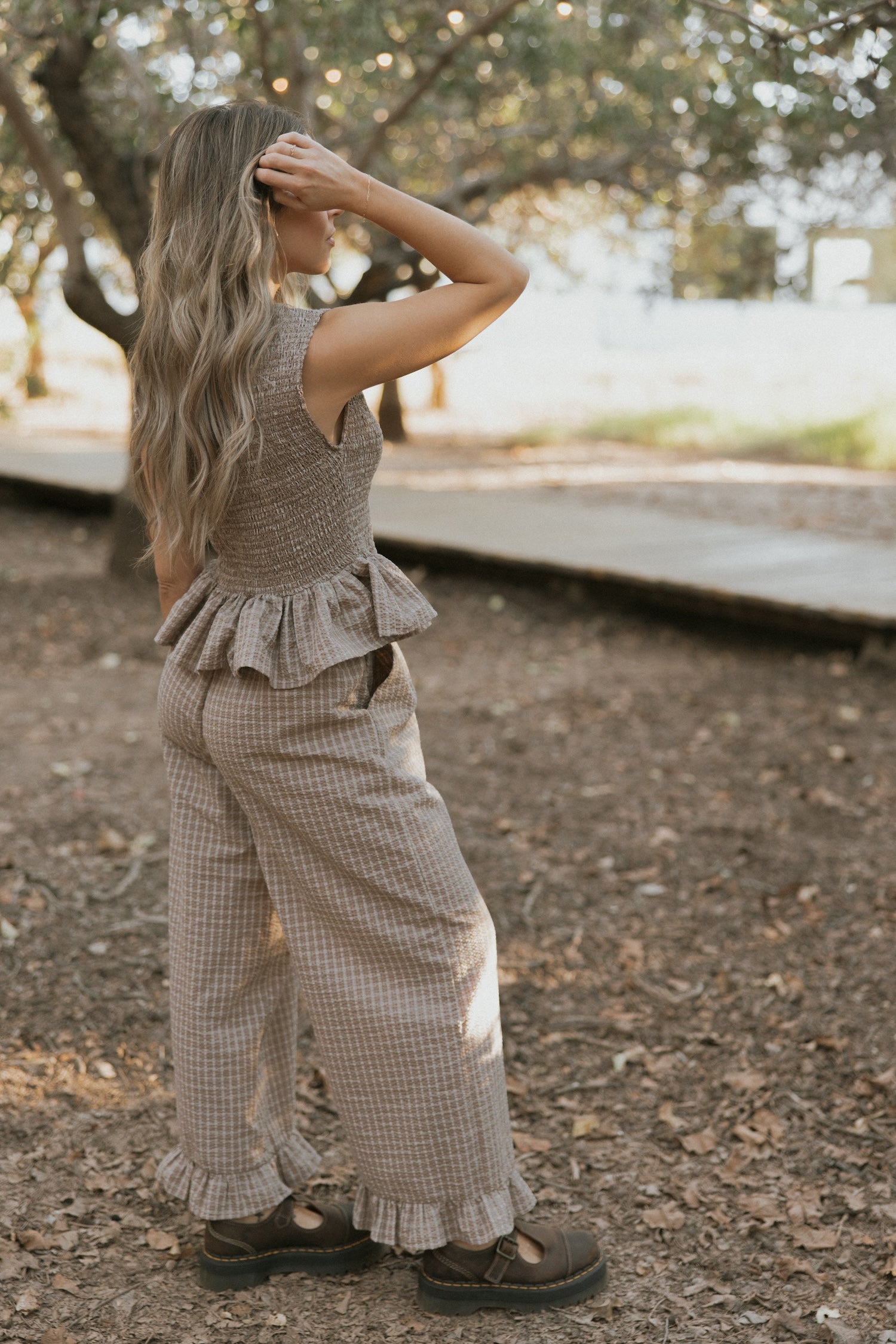 Nova Pants in Cocoa | Plaid Wide Leg Pants