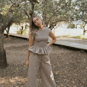 Nova Pants in Cocoa | Plaid Wide Leg Pants