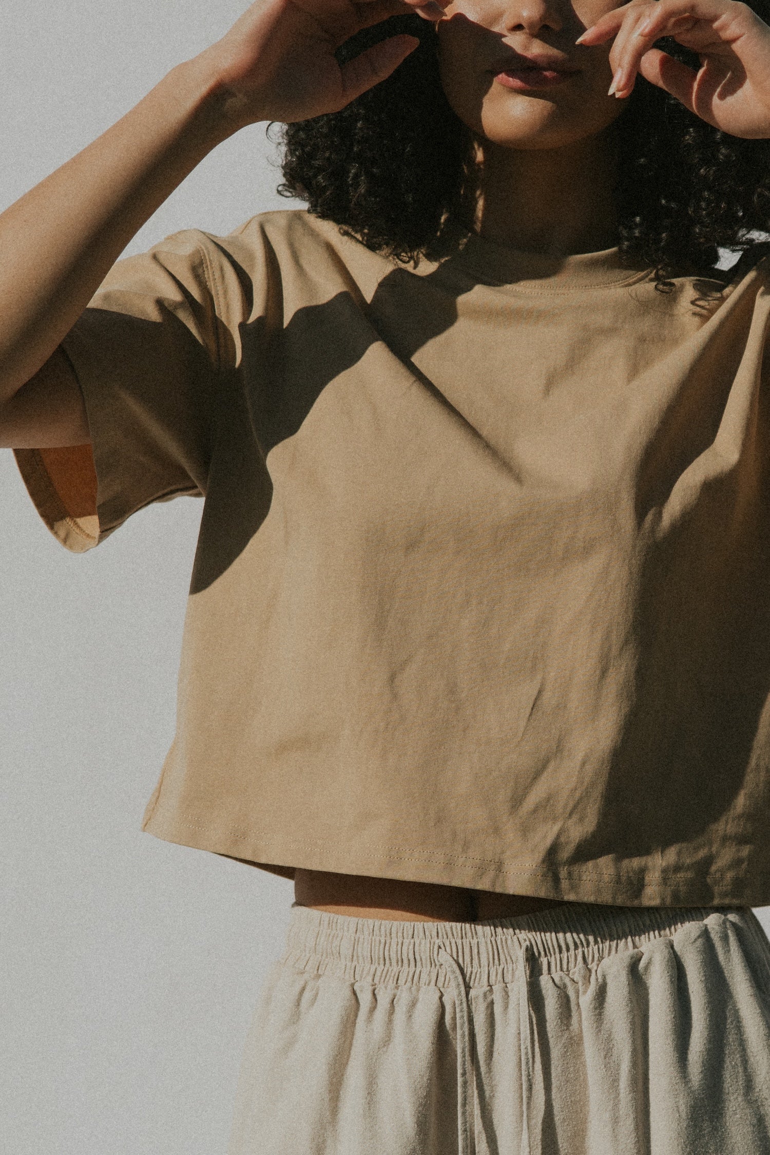 Essential Cotton Boxy Tee | Acid Wash Camel