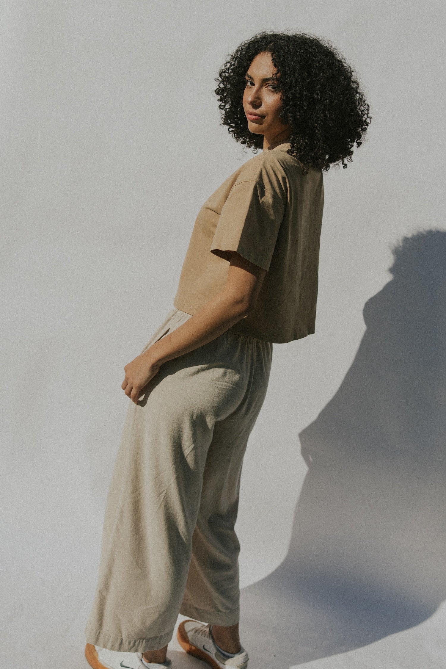 Essential Cotton Boxy Tee | Acid Wash Camel