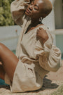Muslin, brown matching beachwear set for women.