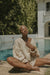 Muslin, brown matching beachwear set for women.