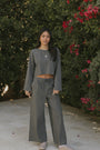 Zoe Thermal Ribbed Pant | Charcoal
