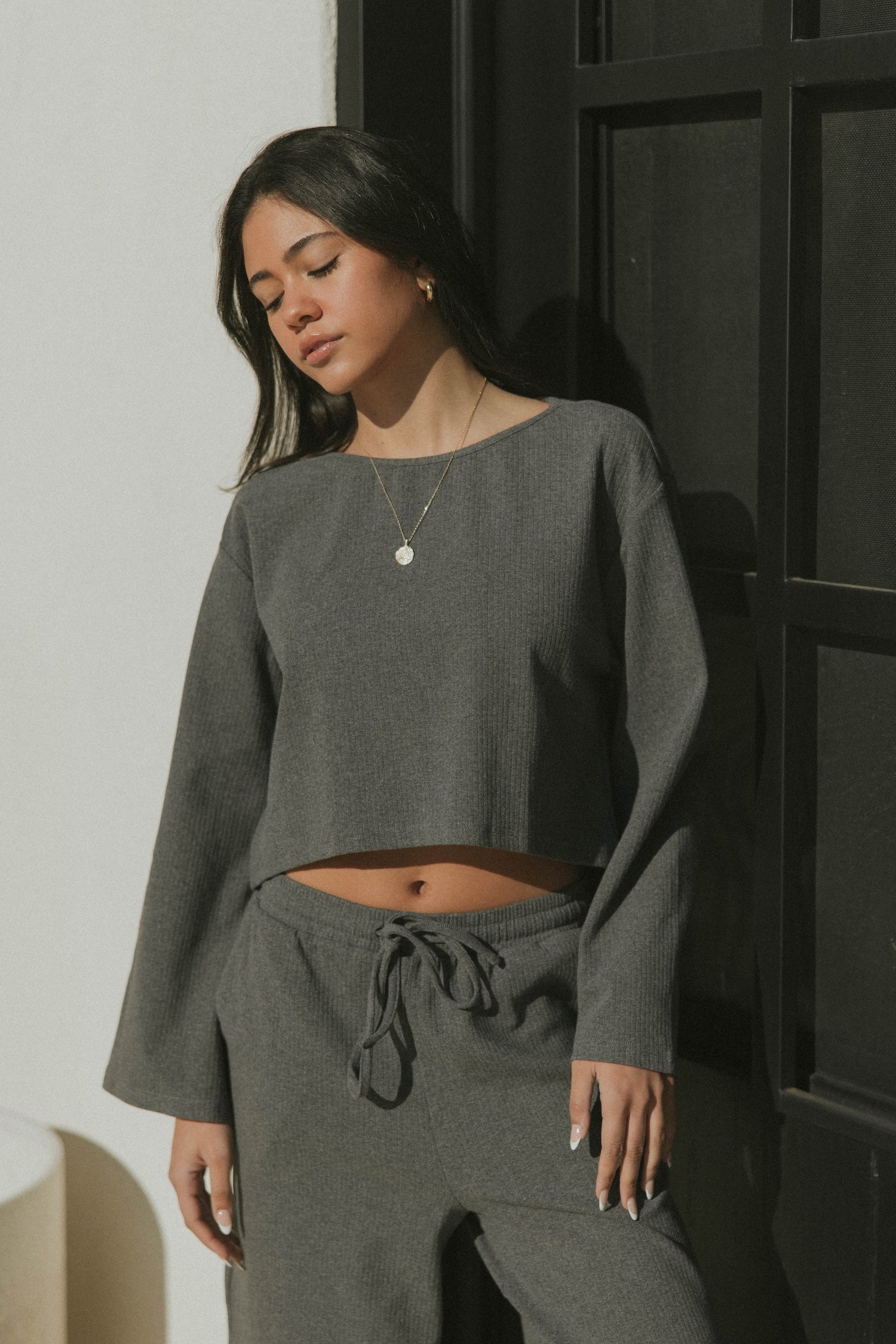 Zoe Thermal Top | Charcoal