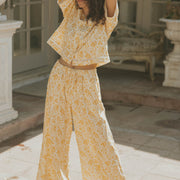 Floral two piece set and linen two piece set for women.