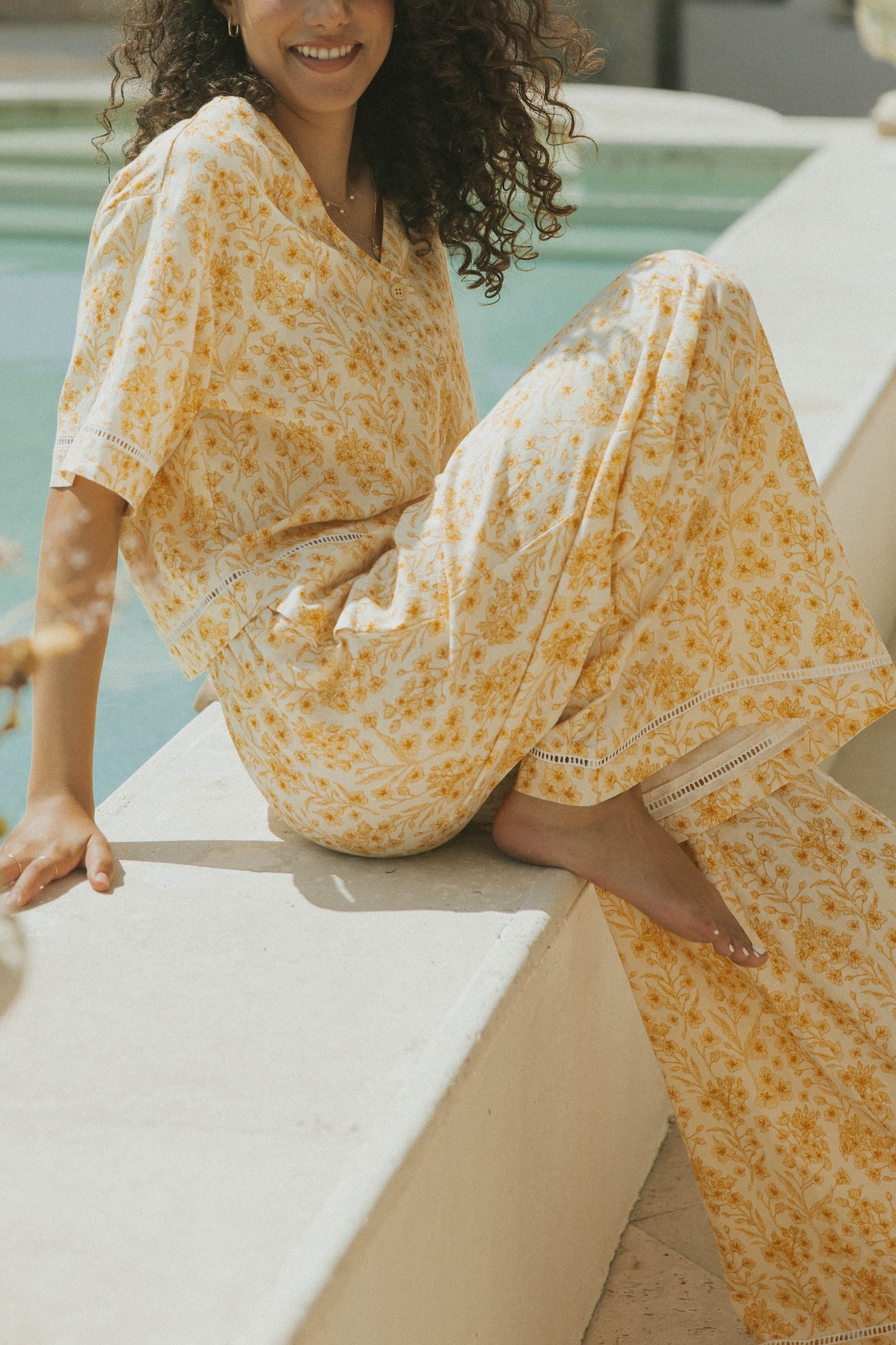 Clara in Honeysuckle | Women's Wide Leg Floral Pants – Altair The