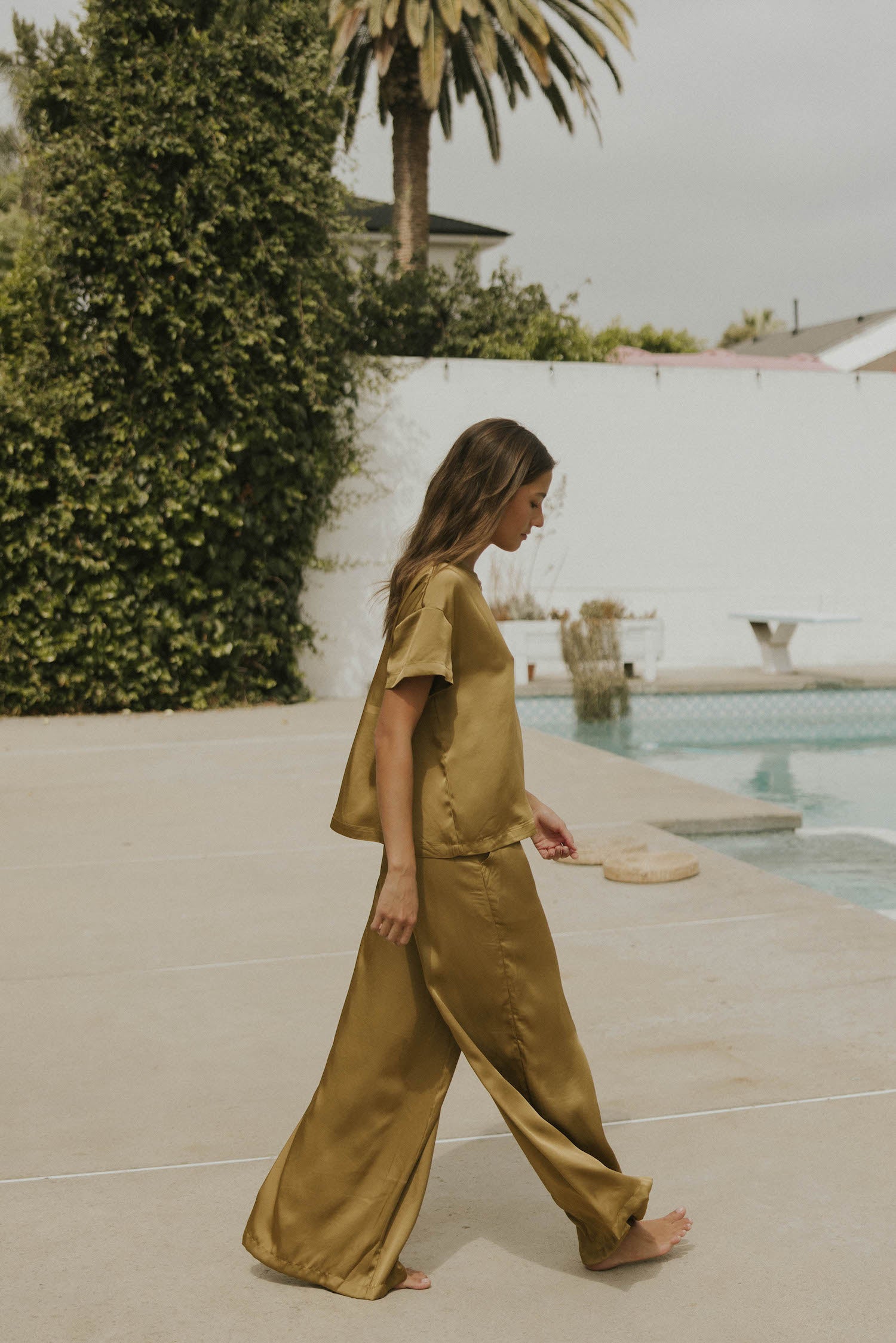 Isabel Oversized Satin Top | Moss – Altair The Label