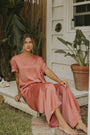 Matching silk sleepwear set for women.