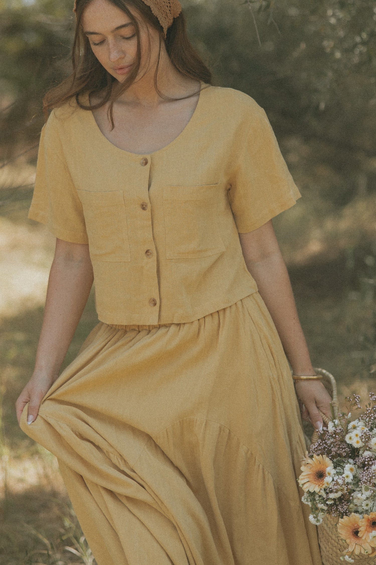 Isla Top in Honey | Yellow Short Sleeve Blouse