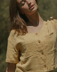 Isla Top in Honey | Yellow Short Sleeve Blouse