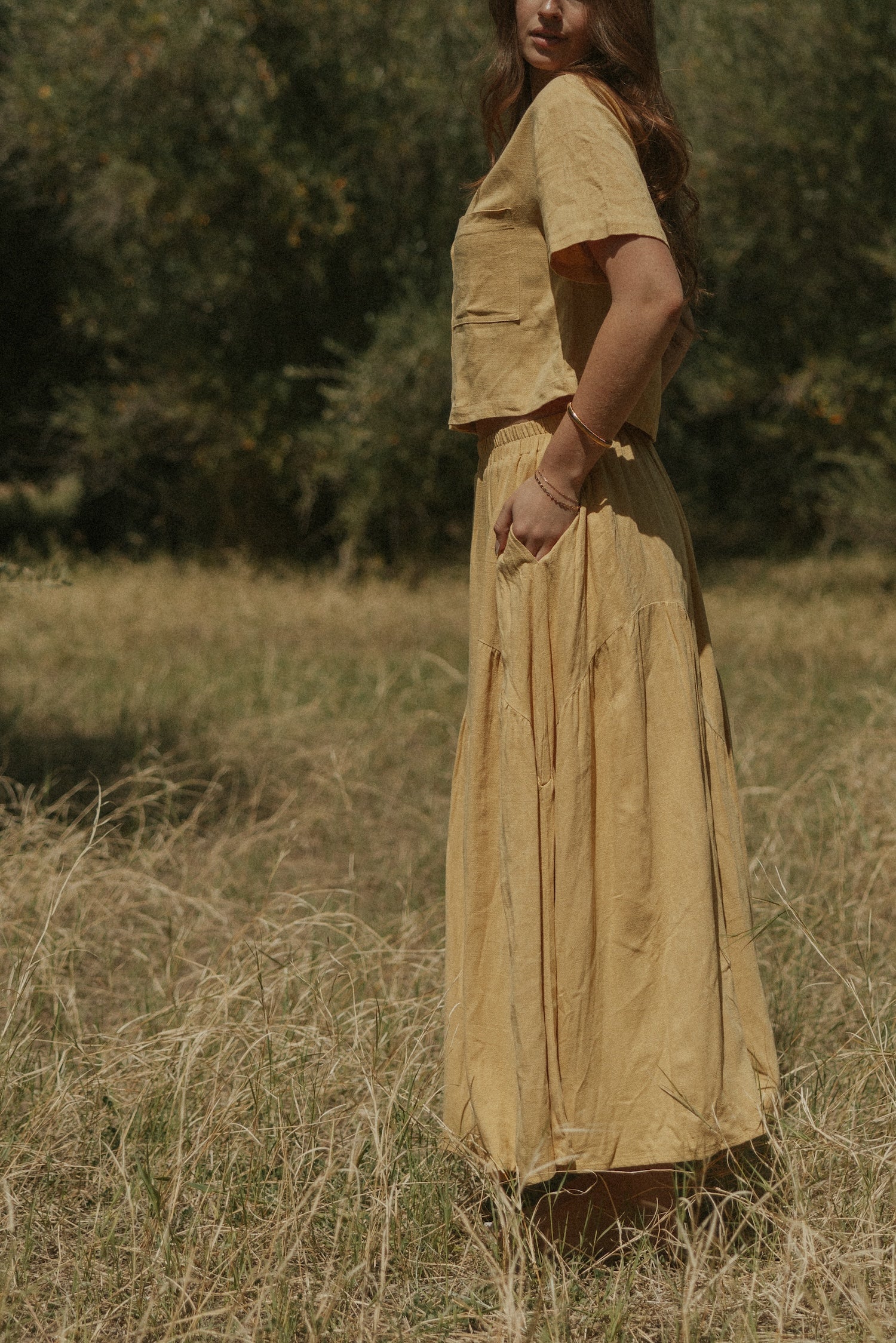 Isla Skirt in Honey | Yellow Linen Maxi Skirt
