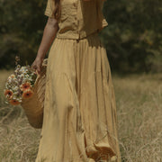 Isla Skirt in Honey | Yellow Linen Maxi Skirt