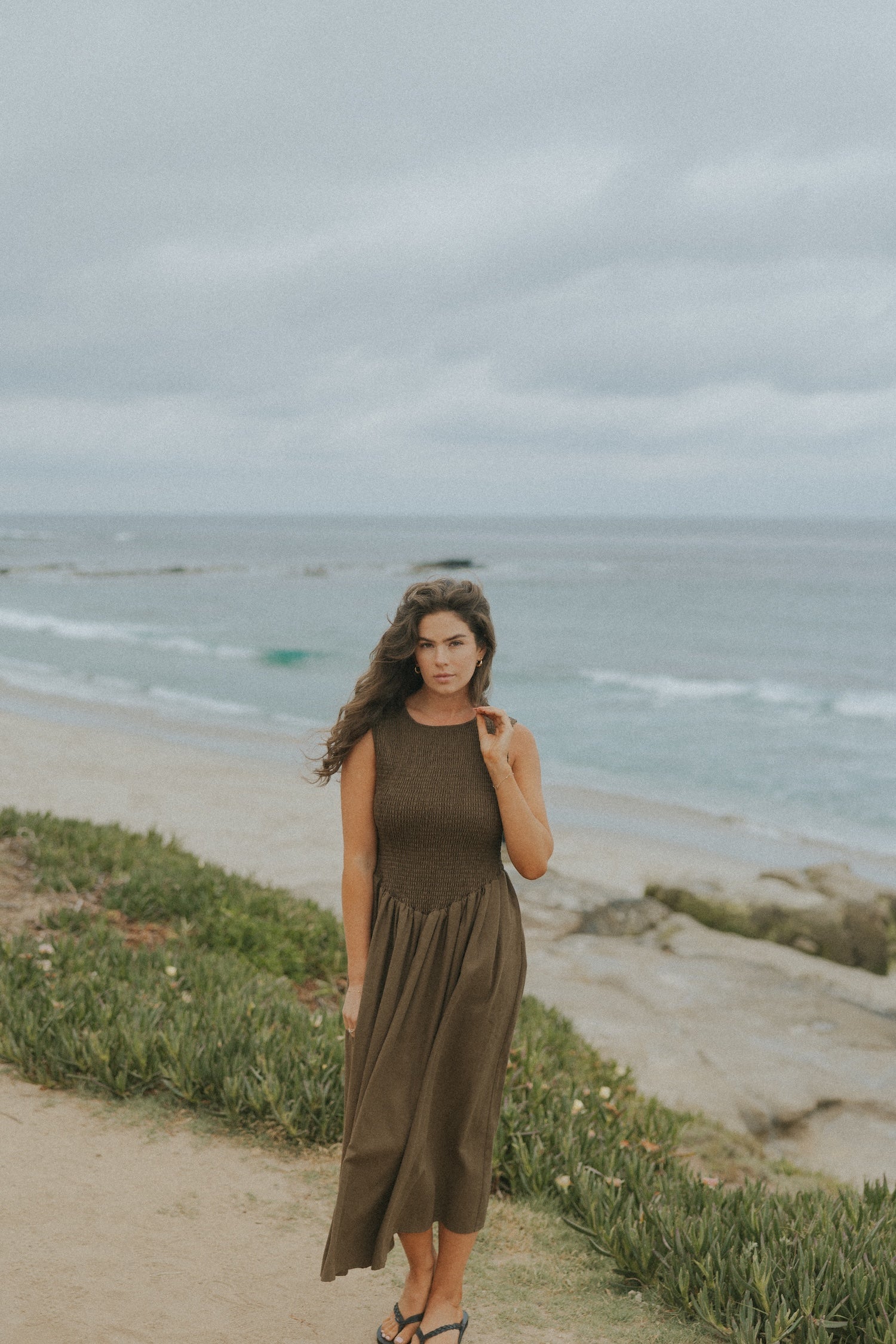 Mara Dress in Mocha | Brown Ruched Full Length Dress – Altair The