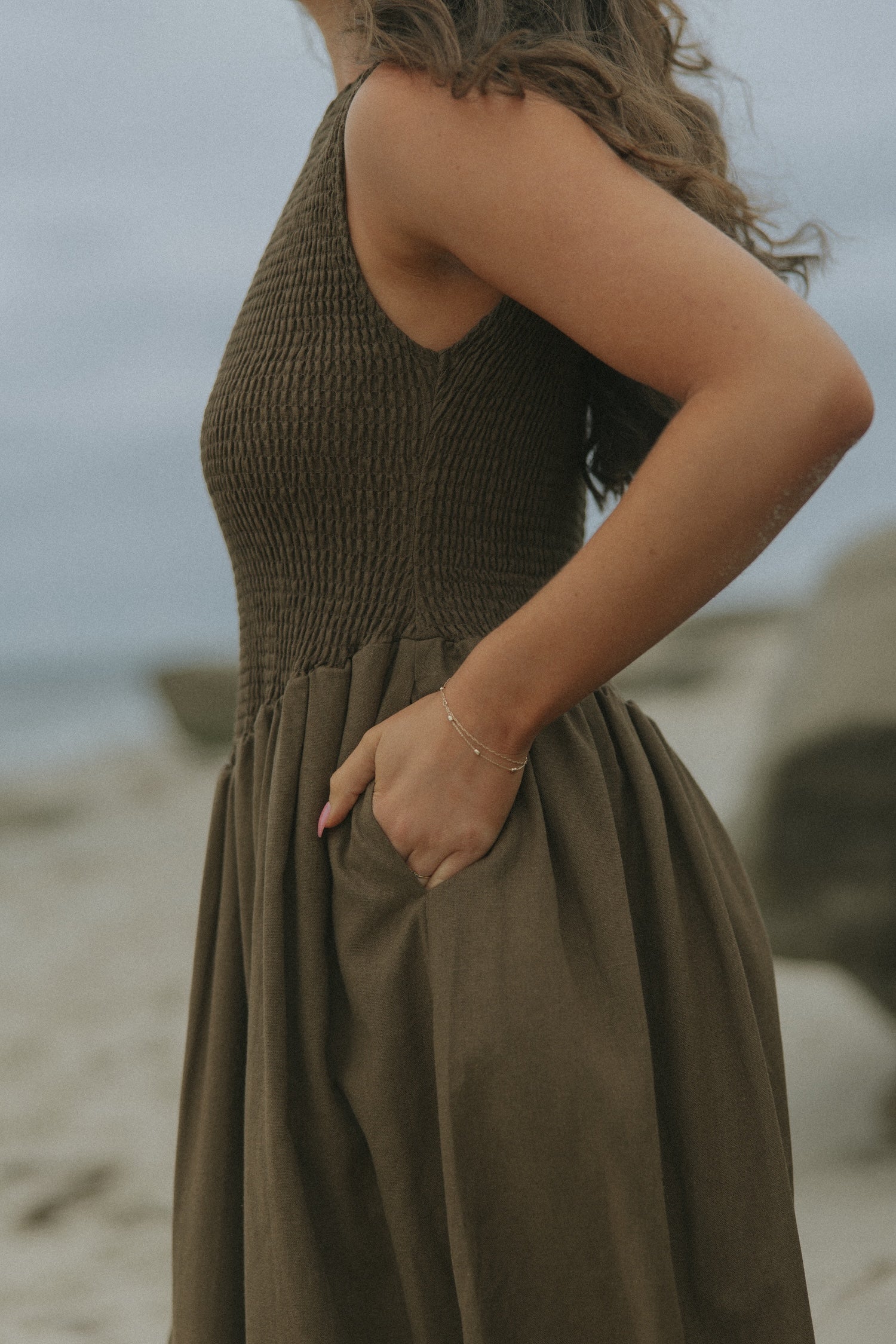 Mara Dress in Mocha | Brown Ruched Full Length Dress – Altair The