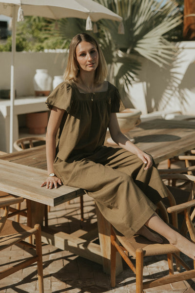 Meadow Pant in Olive | Green Wide Leg Linen Pants – Altair The Label
